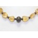 Necklace 925 Sterling Silver beads golden topaz stones P 318